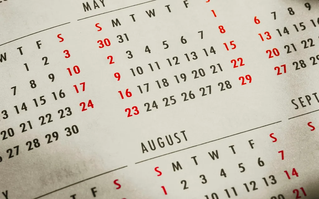 a close up of a calendar on a table